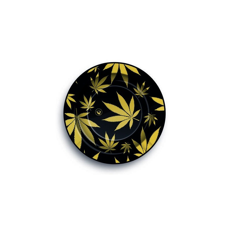 CENICERO METAL HOJA DORADA