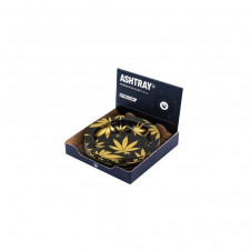 CENICERO METAL HOJA DORADA