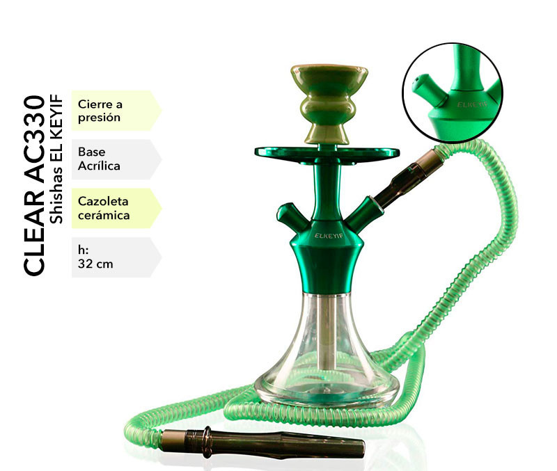 SHISHA EL KEYIF CLEAR AC 330 VERDE 32CM