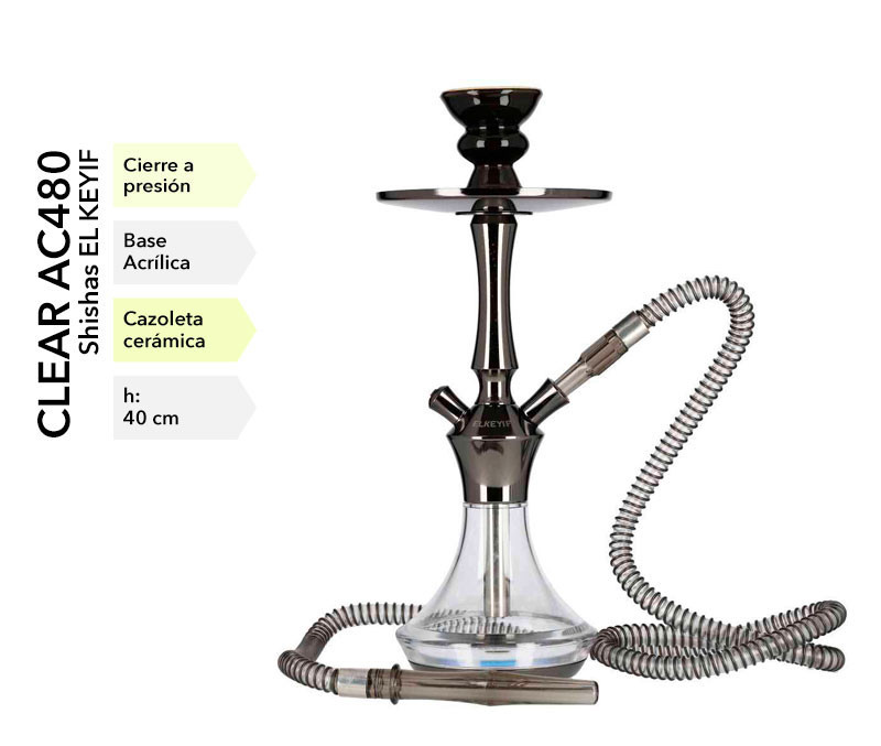 SHISHA EL KEYIF CLEAR AC 480 NEGRO 40CM